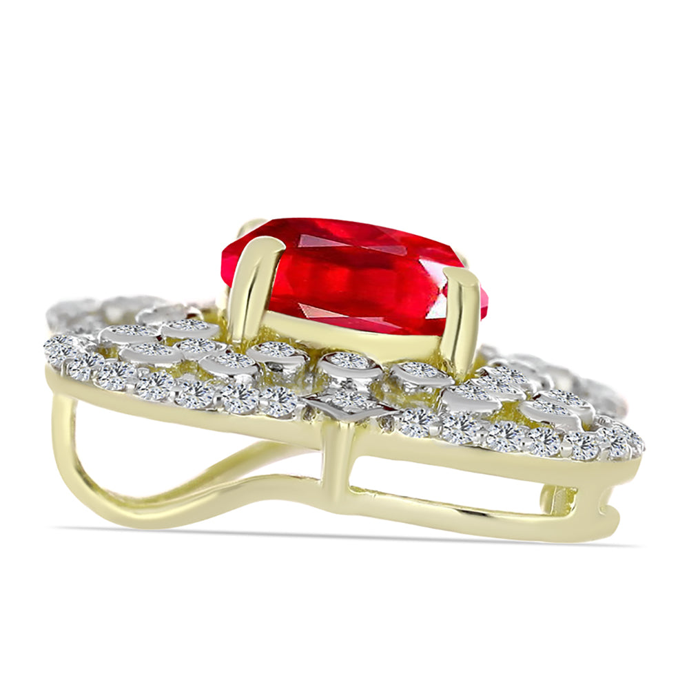 Pendente de Prata com Banho de Ouro com Ágata Vermelha e Topázio Branco 2 