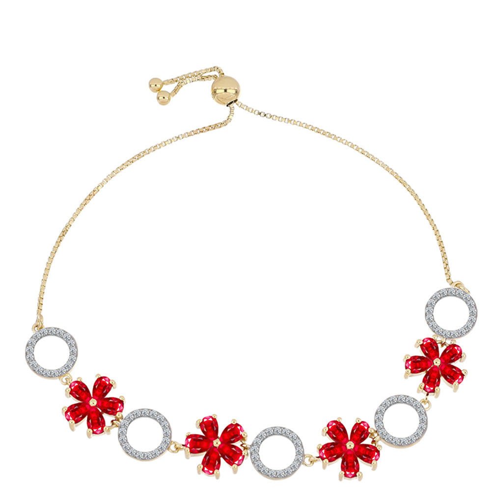 Pulseira de Prata com Banho de Ouro com Ágata Vermelha e Topázio Branco  Contraste: Cabeca de Veado (800) 1 