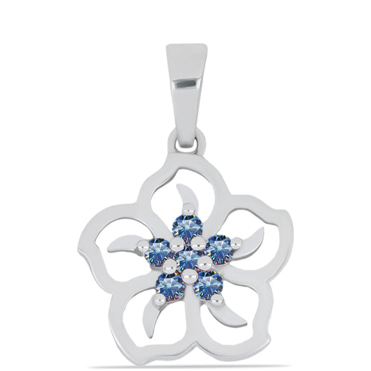 Pendente de Prata com Moissanite Azul Oceano