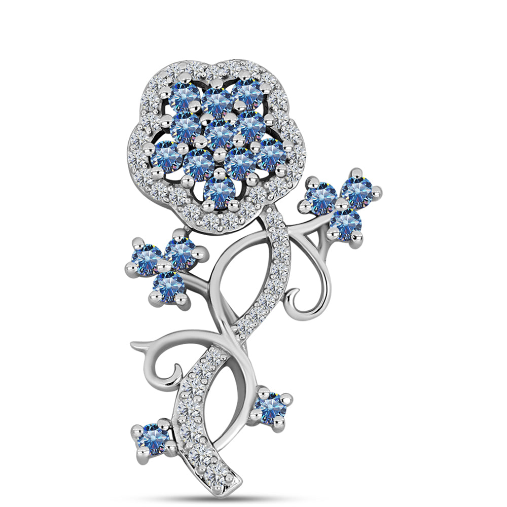 Pendente de Prata com Moissanite Azul Oceano e Topázio Branco 1 