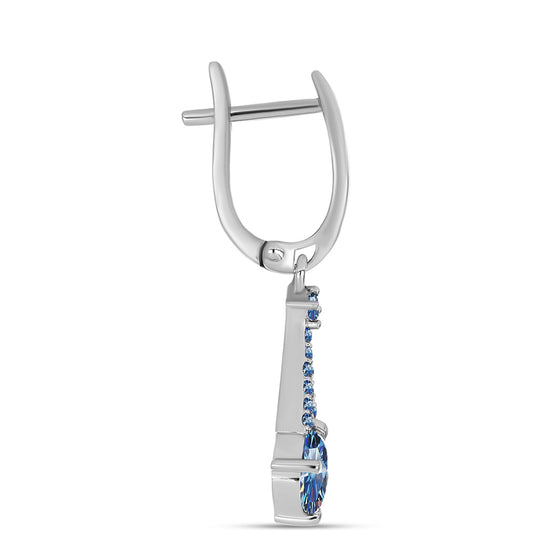 Brincos de Prata com Moissanite Azul Oceano