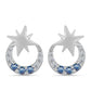 Brincos de Prata com Moissanite Azul Oceano e Topázio Branco
