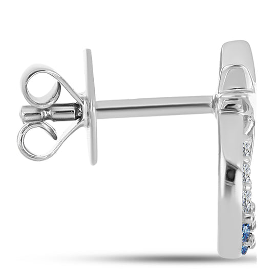 Brincos de Prata com Moissanite Azul Oceano e Topázio Branco