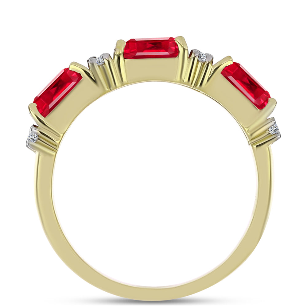 Anel de Prata com Banho de Ouro com Ágata Vermelha e Topázio Branco 3 