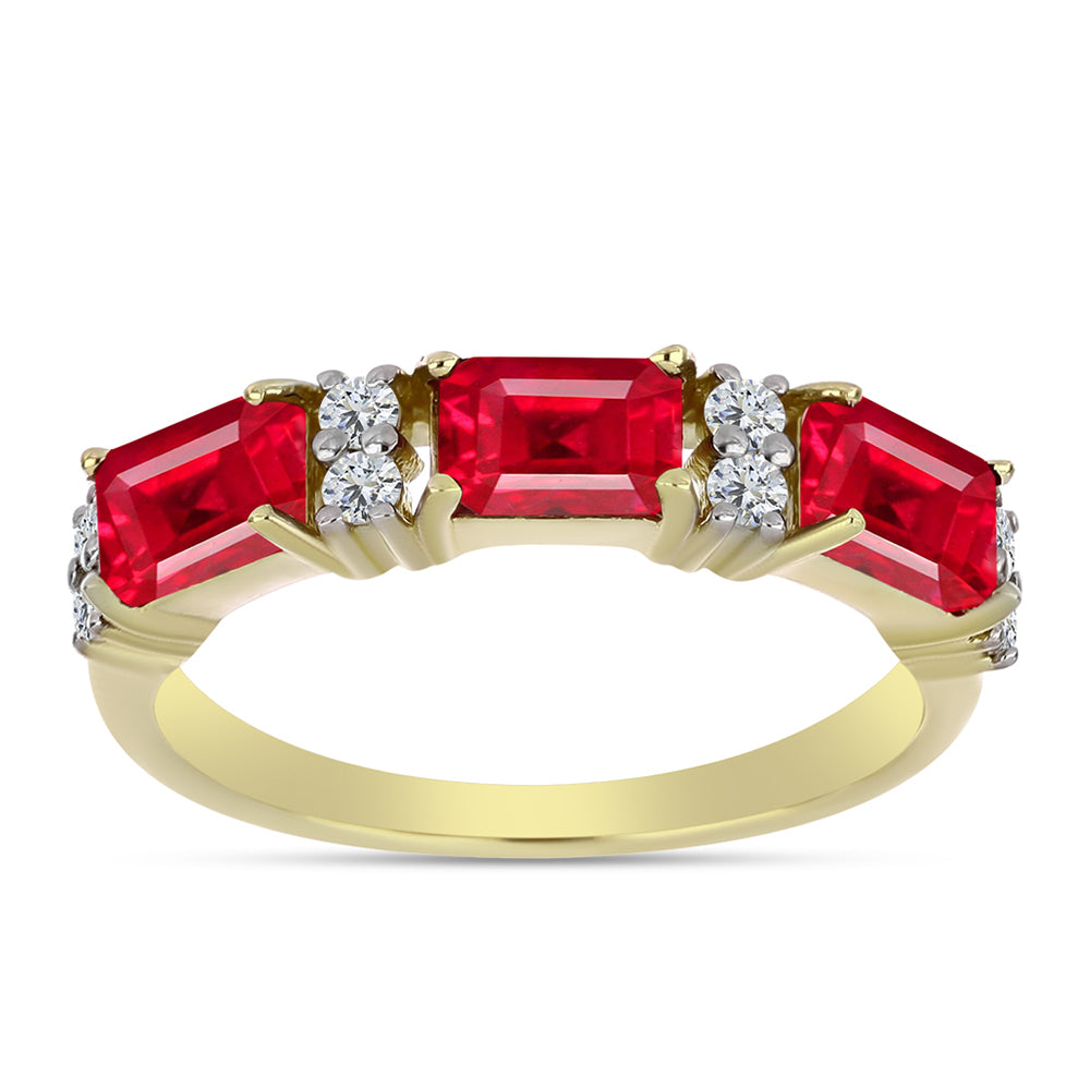 Anel de Prata com Banho de Ouro com Ágata Vermelha e Topázio Branco