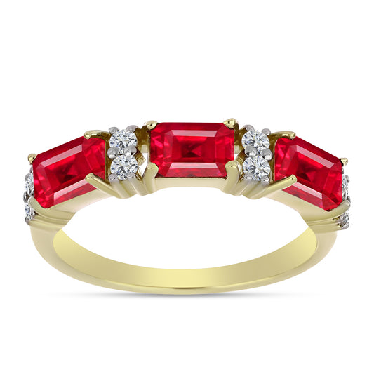 Anel de Prata com Banho de Ouro com Ágata Vermelha e Topázio Branco