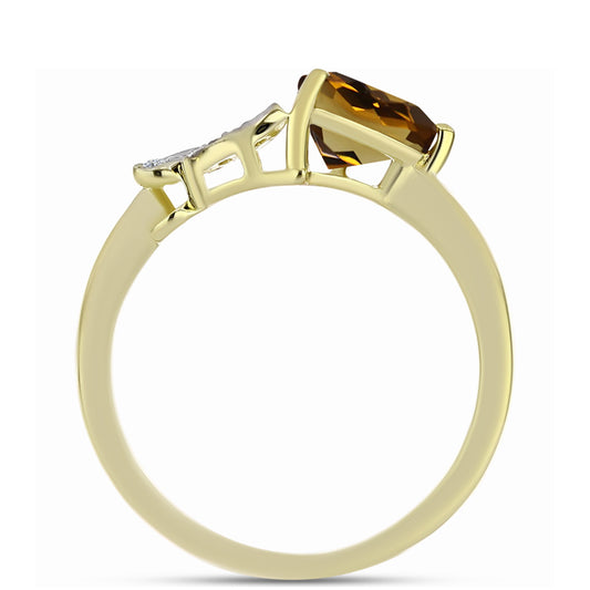 Anel de Prata com Banho de Ouro com Quartzo Cognac e Topázio Branco