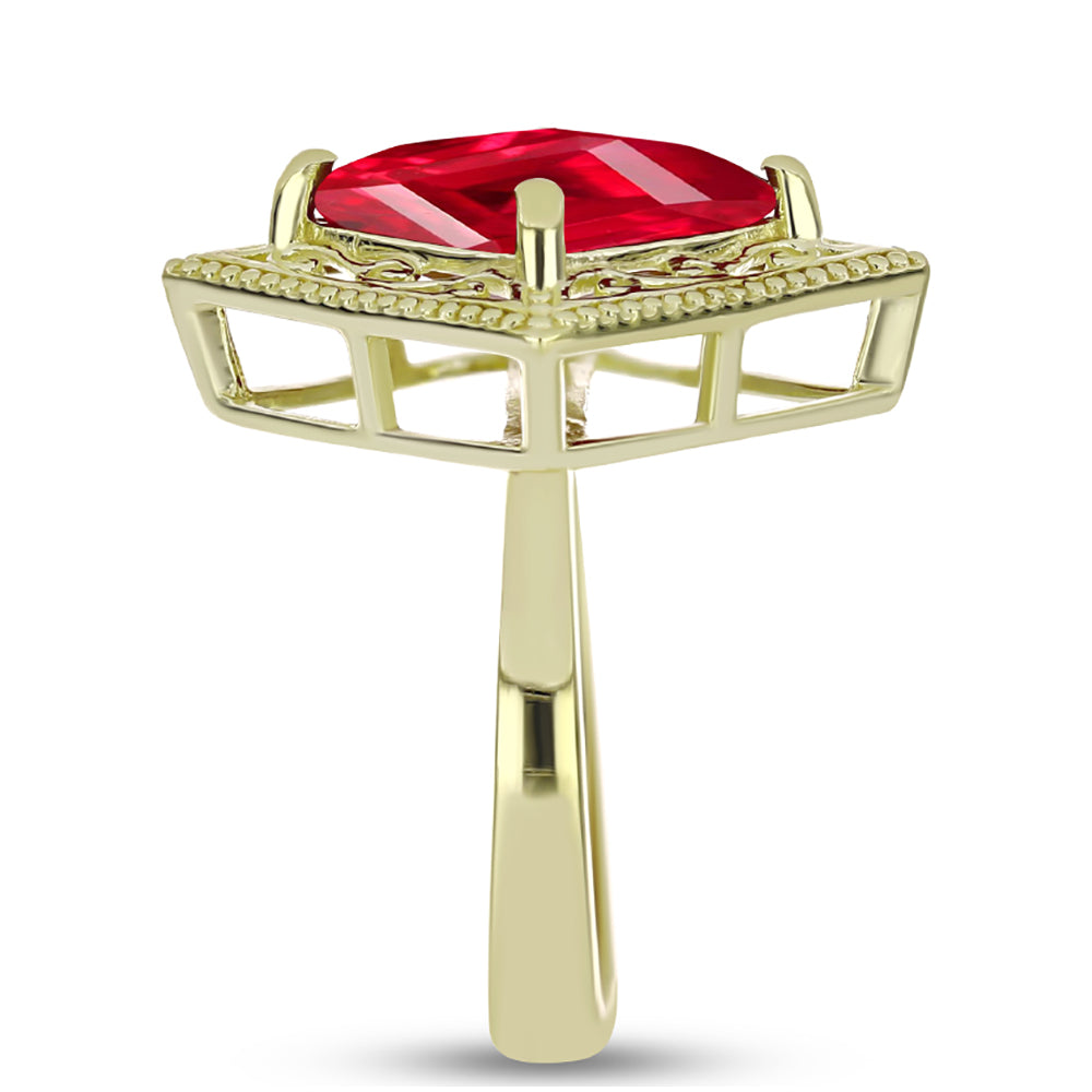 Anel de Prata com Banho de Ouro com Ágata Vermelha  Contraste: Cabeca de Veado (800) 4 