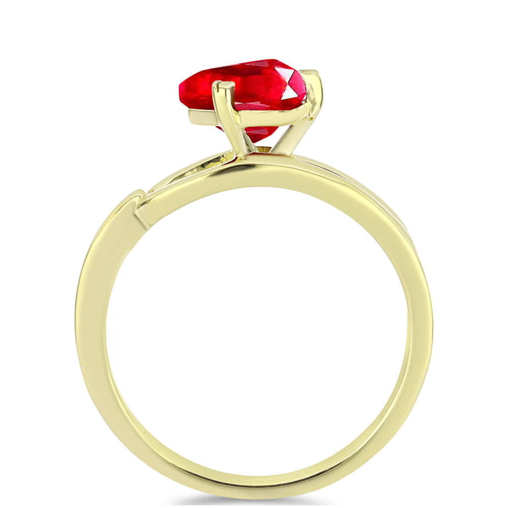 Anel de Prata com Banho de Ouro com Ágata Vermelha