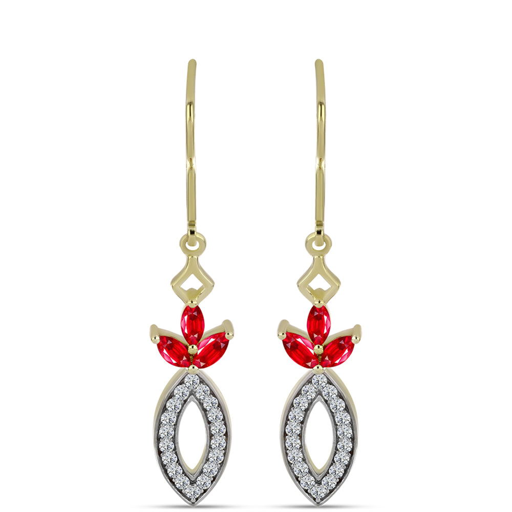 Brincos de Prata com Banho de Ouro com Ágata Vermelha e Topázio Branco 1 