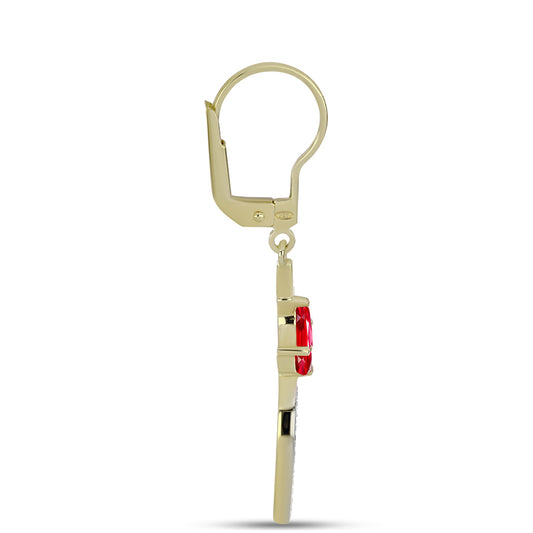 Brincos de Prata com Banho de Ouro com Ágata Vermelha e Topázio Branco