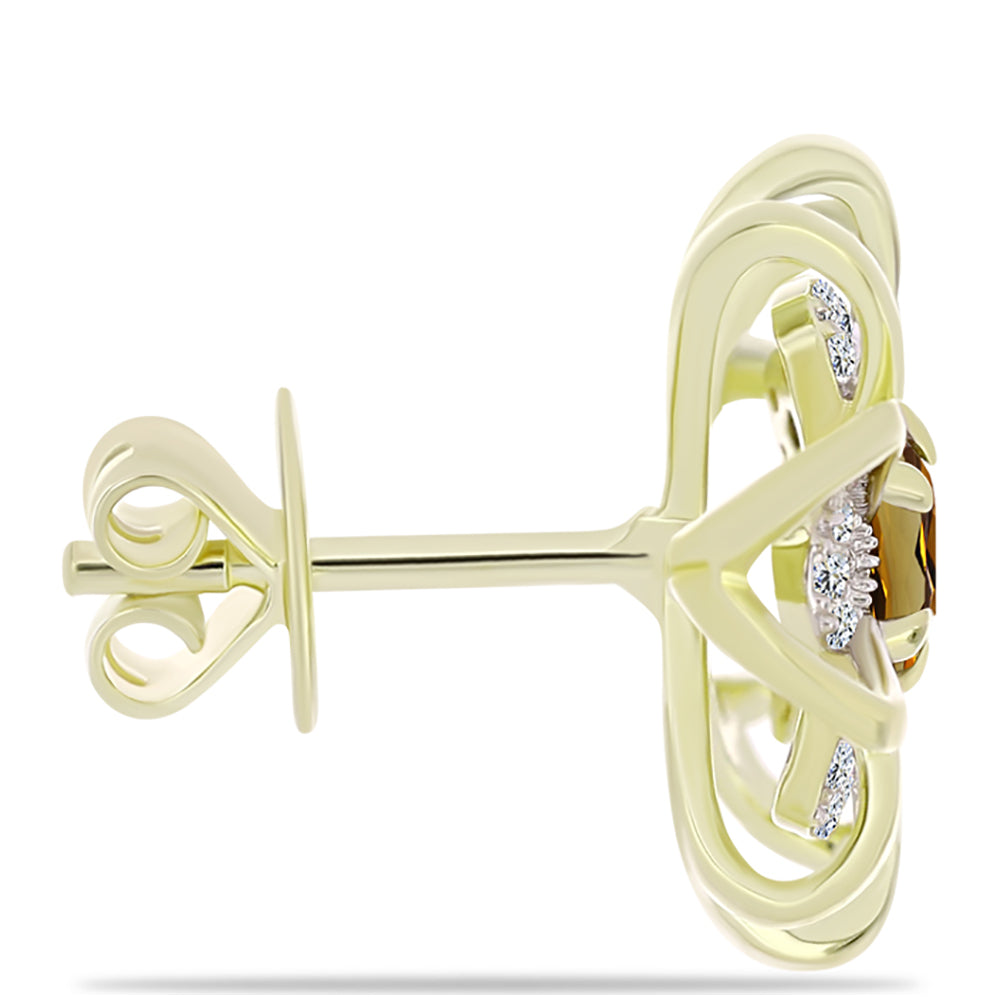 Brincos de Prata com Banho de Ouro com Quartzo Cognac e Topázio Branco 2 