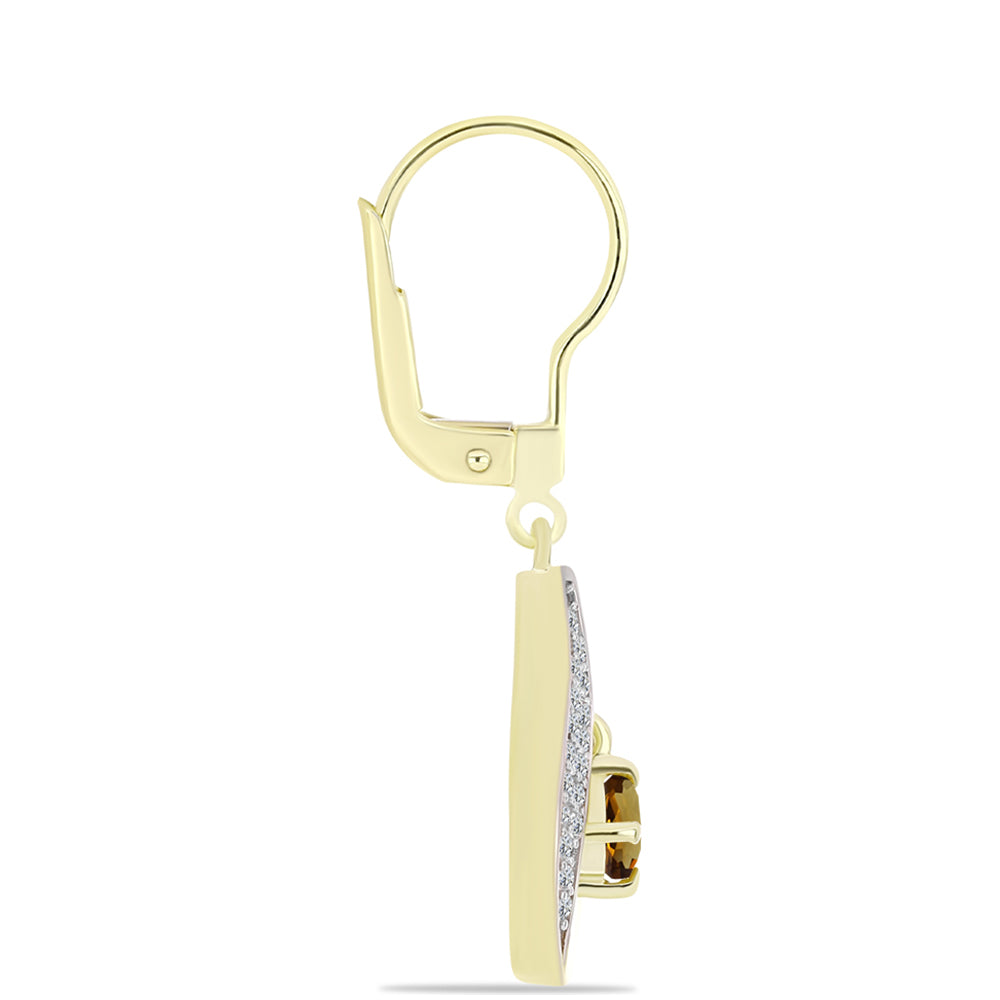 Brincos de Prata com Banho de Ouro com Quartzo Cognac e Topázio Branco 2 