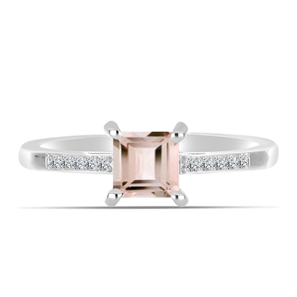 Anel de Prata com Morganita de Gozareh e Topázio Branco