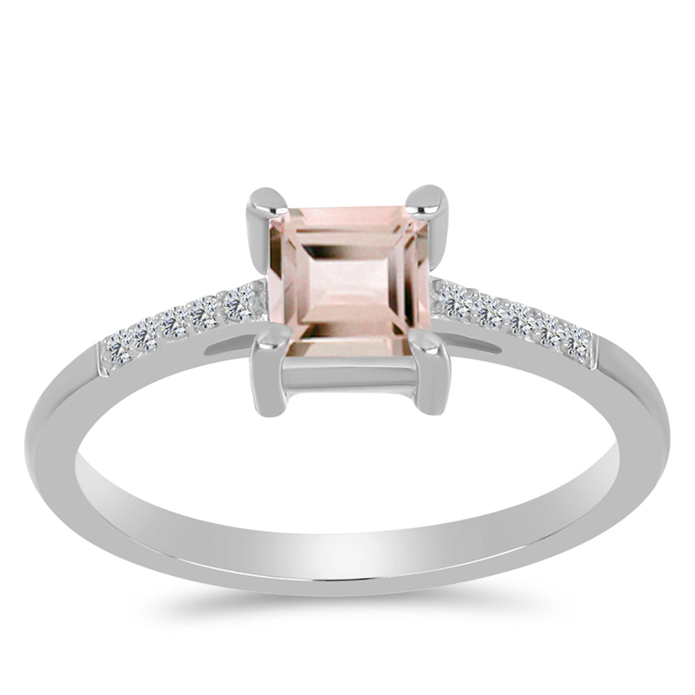 Anel de Prata com Morganita de Gozareh e Topázio Branco