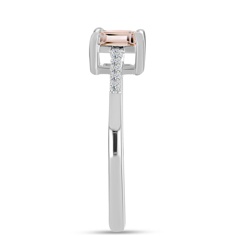 Anel de Prata com Morganita de Gozareh e Topázio Branco 4 