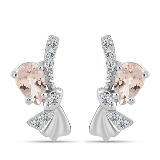 Brincos de Prata com Morganita de Gozareh e Topázio Branco