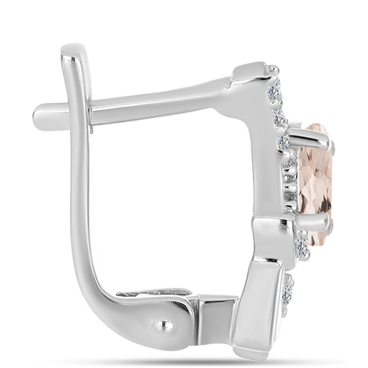 Brincos de Prata com Morganita de Gozareh e Topázio Branco