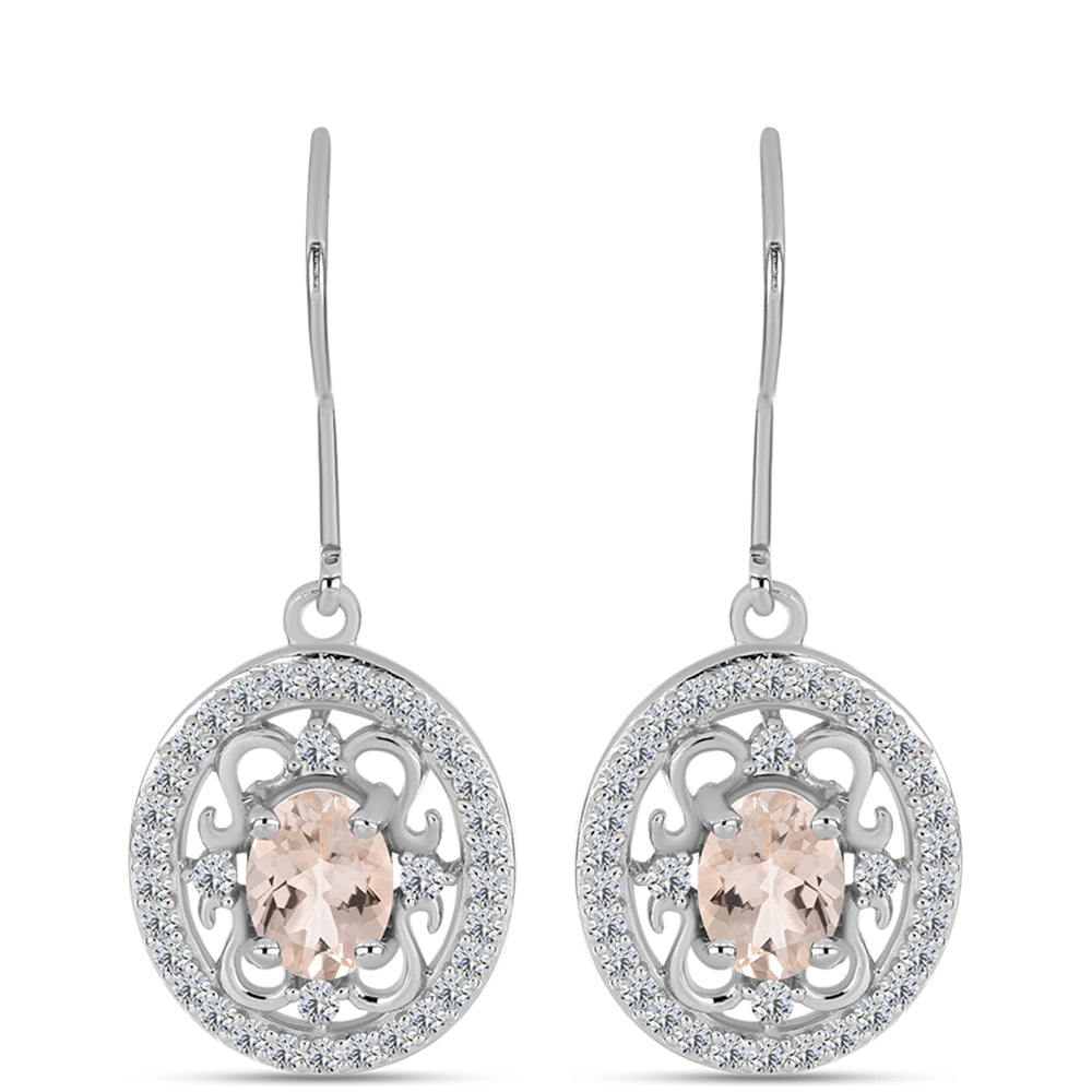 Brincos de Prata com Morganita de Gozareh e Topázio Branco 1 