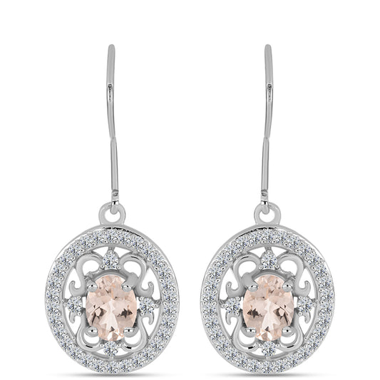 Brincos de Prata com Morganita de Gozareh e Topázio Branco