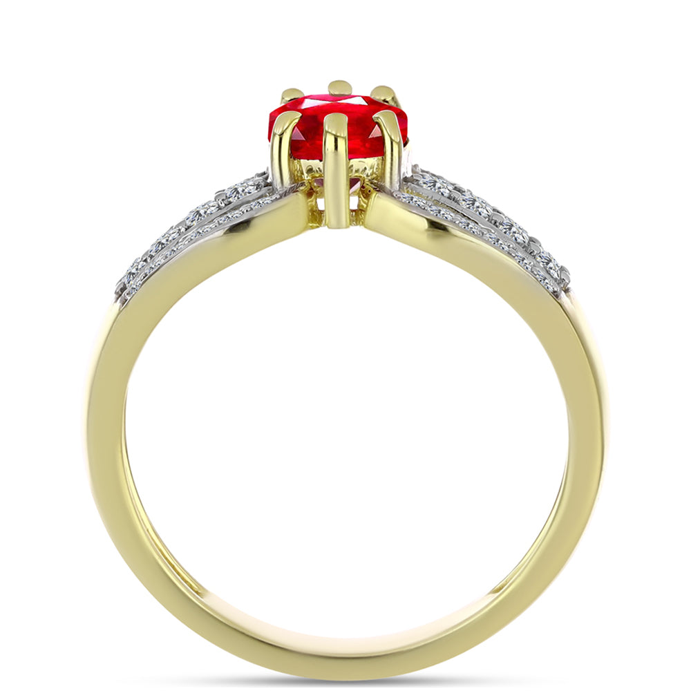 Anel de Prata com Banho de Ouro com Ágata Vermelha e Topázio Branco  Contraste: Cabeca de Veado (800) 2 