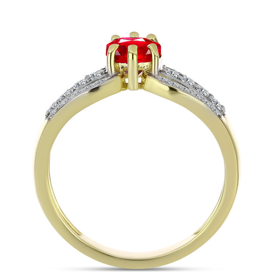 Anel de Prata com Banho de Ouro com Ágata Vermelha e Topázio Branco  Contraste: Cabeca de Veado (800)