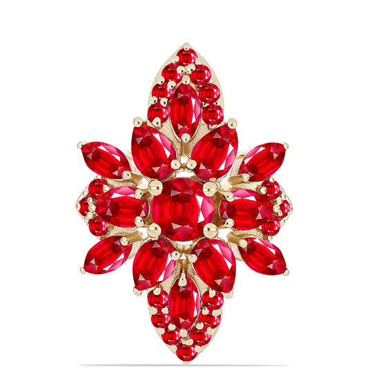 Anel de Prata com Banho de Ouro com Ágata Vermelha  Contraste: Cabeca de Veado (800)