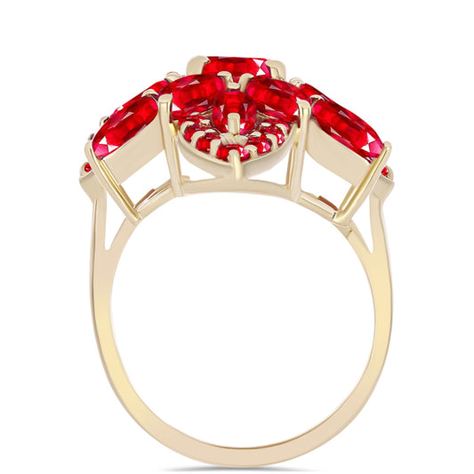 Anel de Prata com Banho de Ouro com Ágata Vermelha  Contraste: Cabeca de Veado (800)