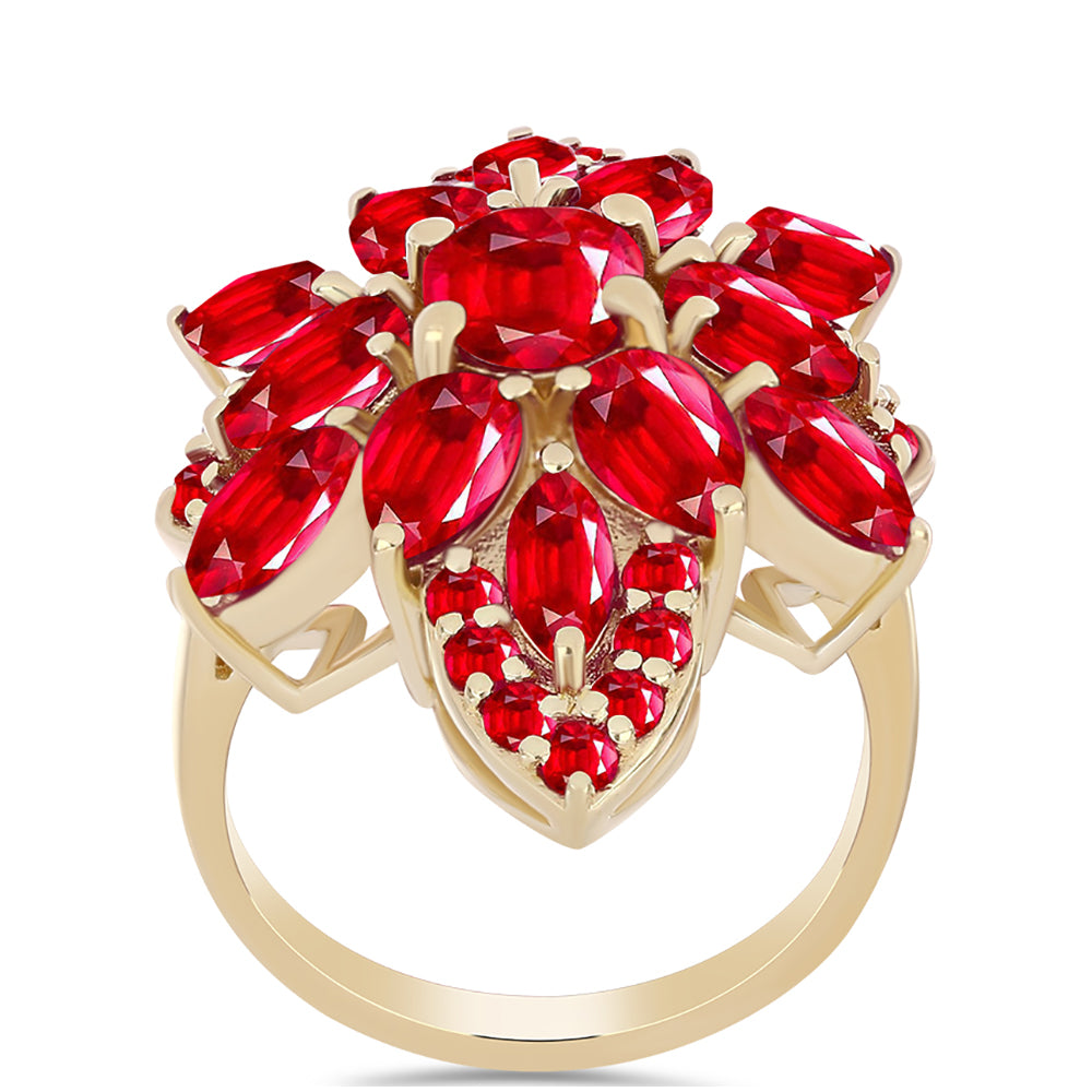 Anel de Prata com Banho de Ouro com Ágata Vermelha  Contraste: Cabeca de Veado (800) 3 