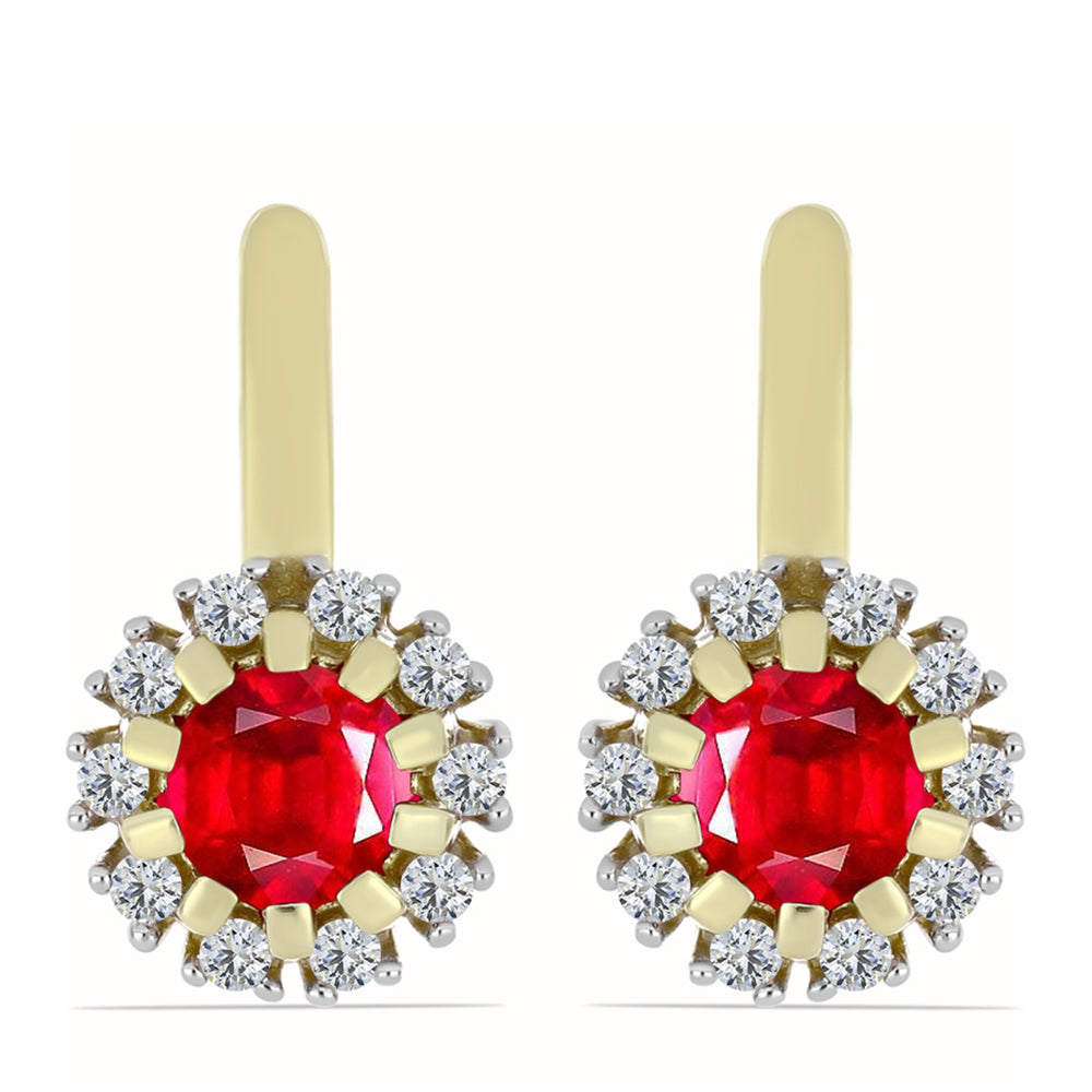 Brincos de Prata com Banho de Ouro com Ágata Vermelha e Topázio Branco 1 