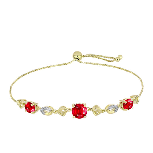 Pulseira de Prata com Banho de Ouro com Ágata Vermelha e Topázio Branco  Contraste: Cabeca de Veado (800)