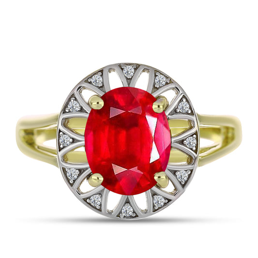 Anel de Prata com Banho de Ouro com Ágata Vermelha e Topázio Branco  Contraste: Cabeca de Veado (800)