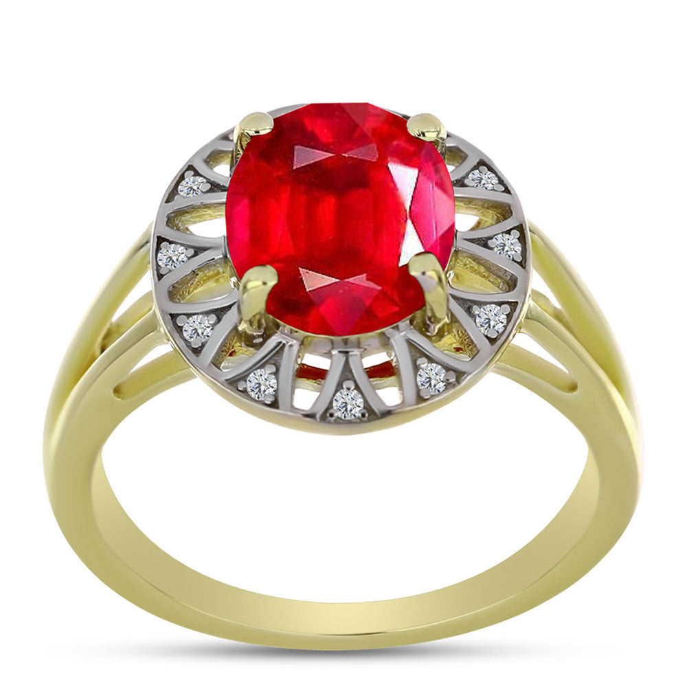 Anel de Prata com Banho de Ouro com Ágata Vermelha e Topázio Branco  Contraste: Cabeca de Veado (800) 3 