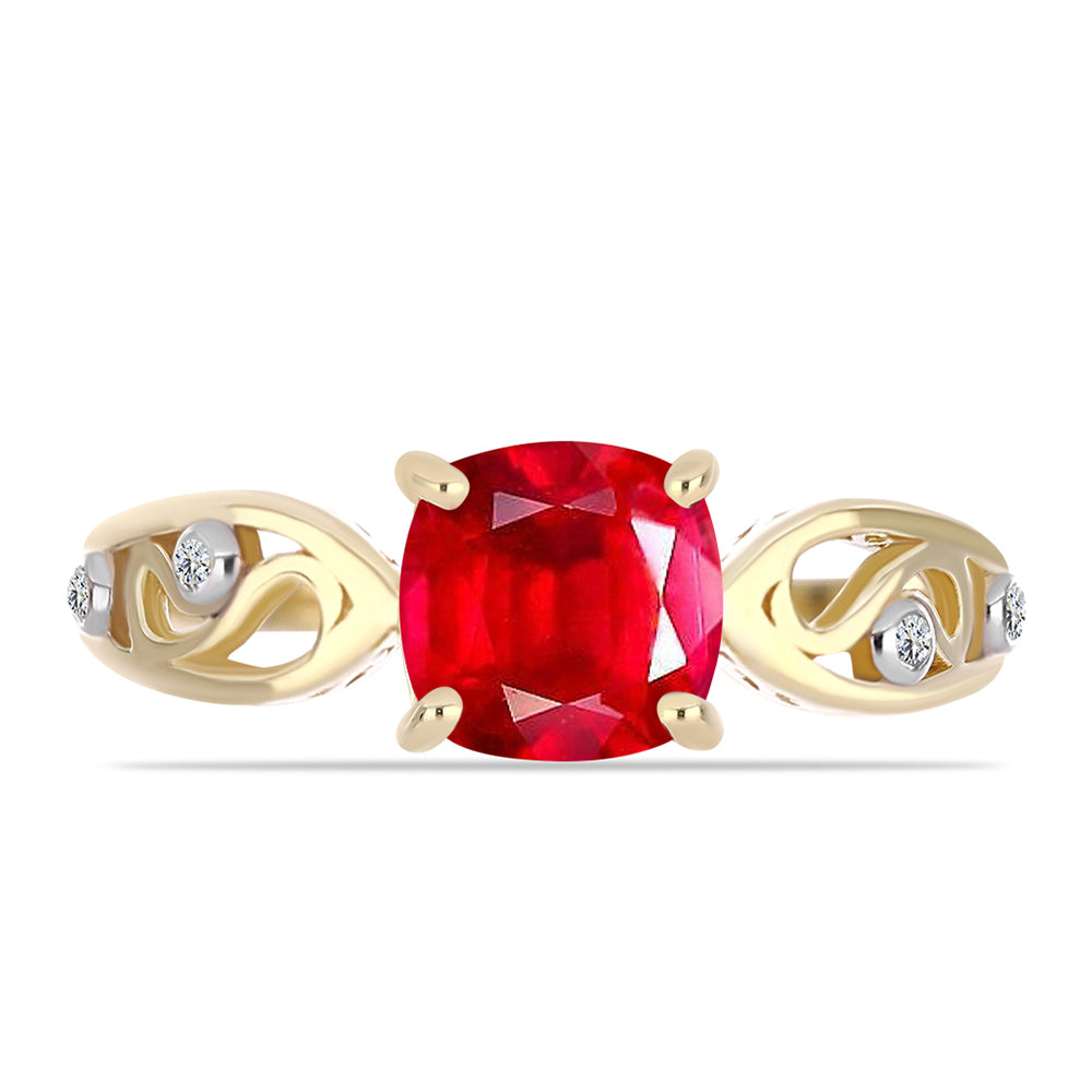 Anel de Prata com Banho de Ouro com Ágata Vermelha e Topázio Branco  Contraste: Cabeca de Veado (800)