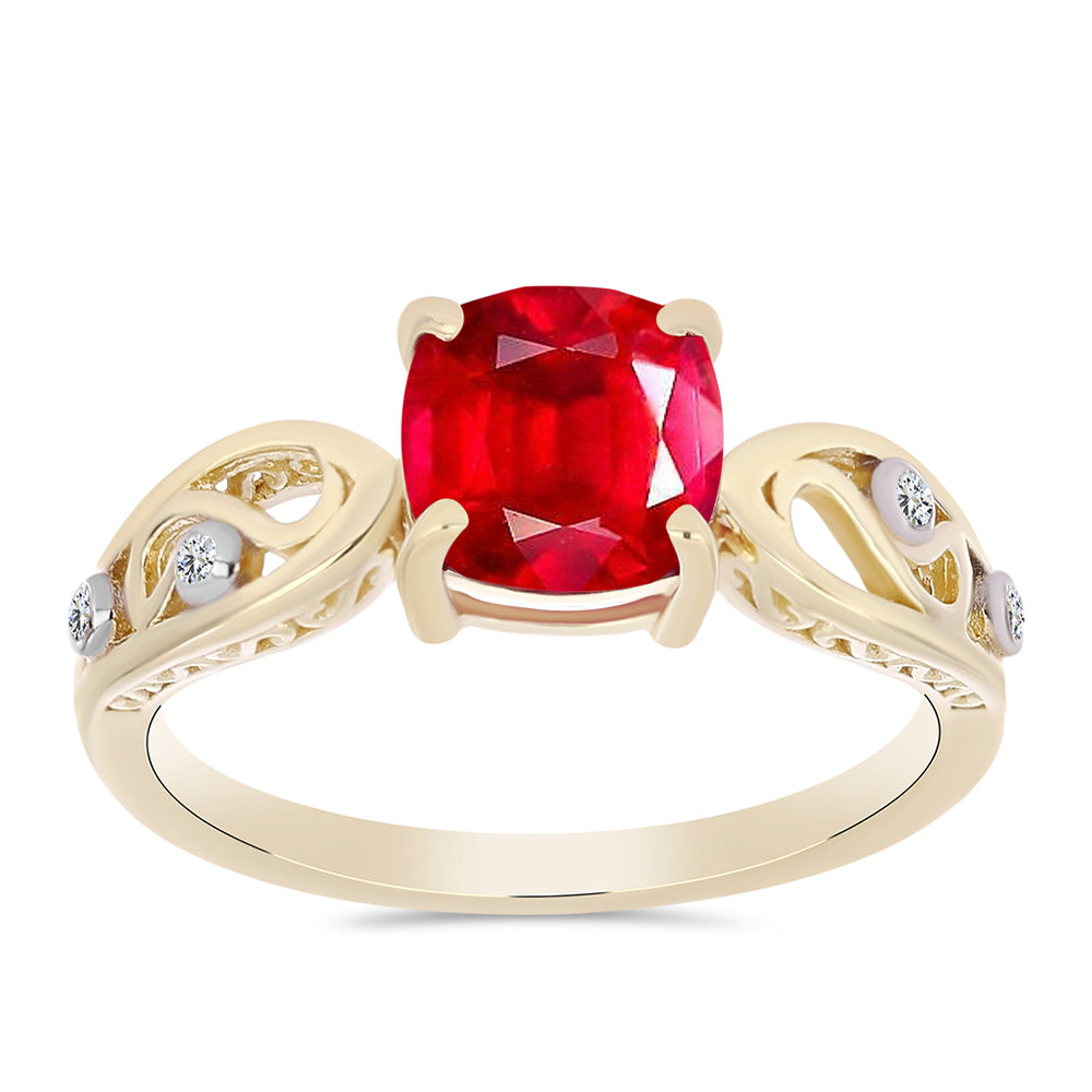 Anel de Prata com Banho de Ouro com Ágata Vermelha e Topázio Branco  Contraste: Cabeca de Veado (800)