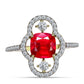 Anel de Prata com Banho de Ouro com Ágata Vermelha e Topázio Branco  Contraste: Cabeca de Veado (800)