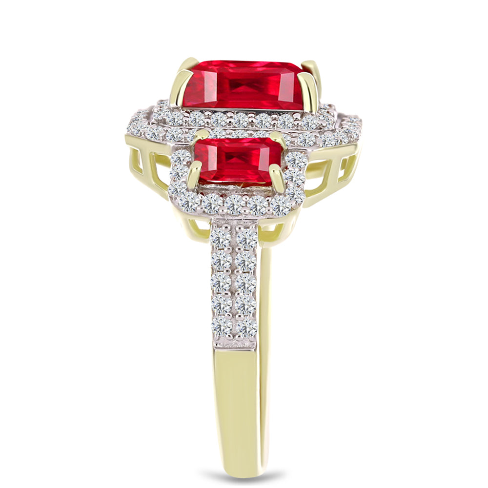 Anel de Prata com Banho de Ouro com Ágata Vermelha e Topázio Branco  Contraste: Cabeca de Veado (800) 4 