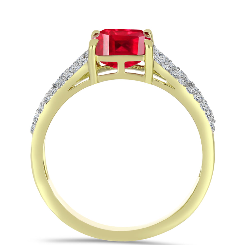 Anel de Prata com Banho de Ouro com Ágata Vermelha e Topázio Branco  Contraste: Cabeca de Veado (800) 2 