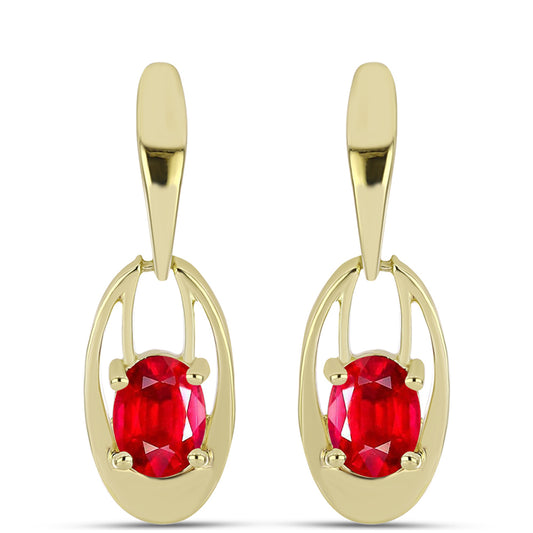 Brincos de Prata com Banho de Ouro com Ágata Vermelha