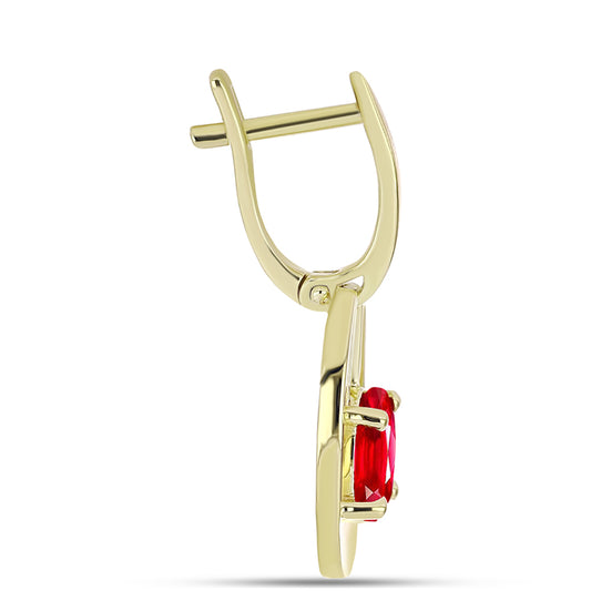 Brincos de Prata com Banho de Ouro com Ágata Vermelha