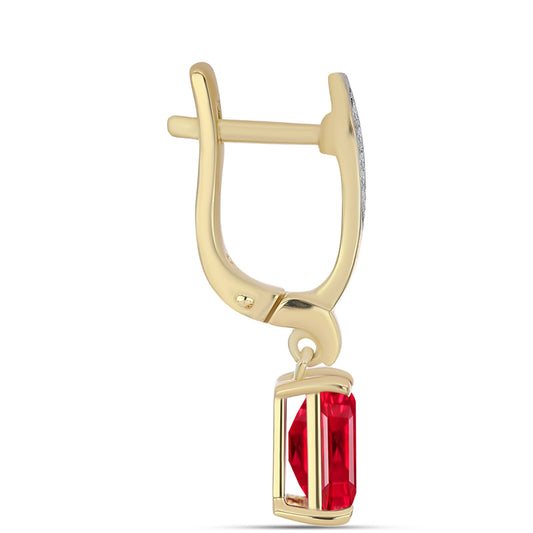 Brincos de Prata com Banho de Ouro com Ágata Vermelha e Topázio Branco