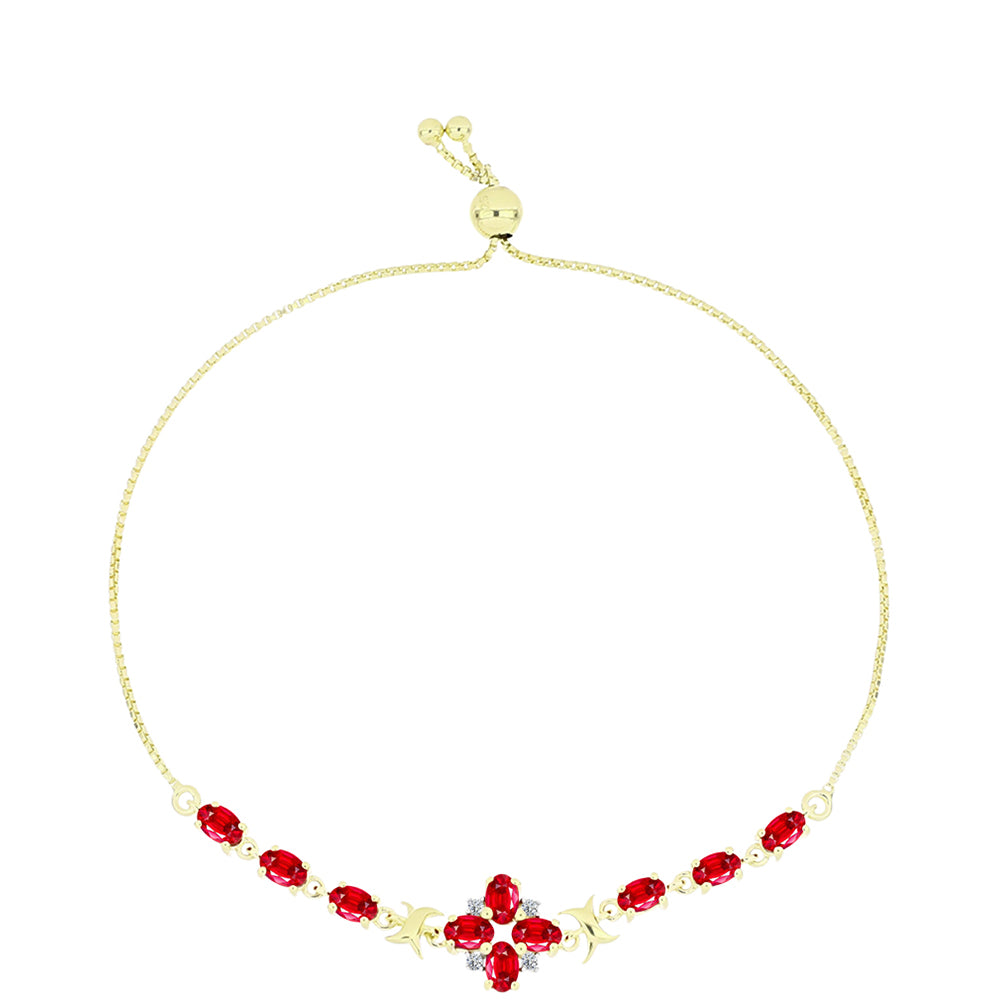 Pulseira de Prata com Banho de Ouro com Ágata Vermelha e Topázio Branco  Contraste: Cabeca de Veado (800) 1 