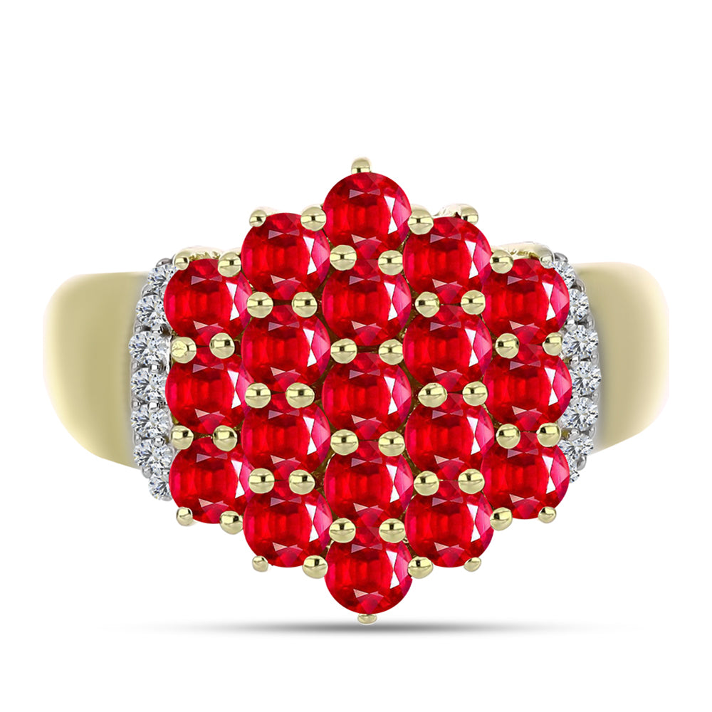 Anel de Prata com Banho de Ouro com Ágata Vermelha e Topázio Branco  Contraste: Cabeca de Veado (800) 1 