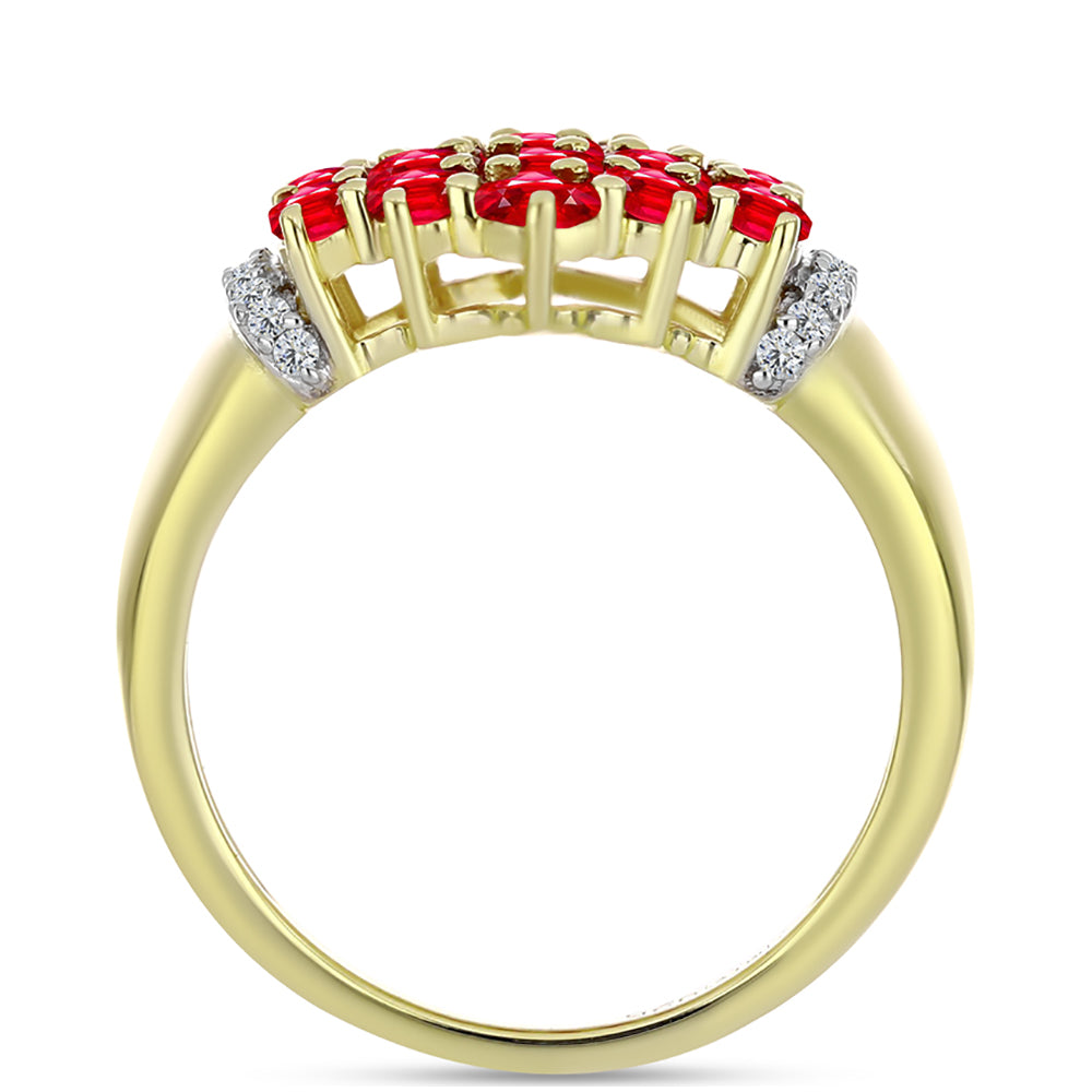 Anel de Prata com Banho de Ouro com Ágata Vermelha e Topázio Branco  Contraste: Cabeca de Veado (800)