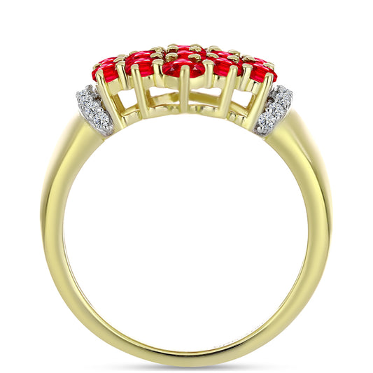 Anel de Prata com Banho de Ouro com Ágata Vermelha e Topázio Branco  Contraste: Cabeca de Veado (800)