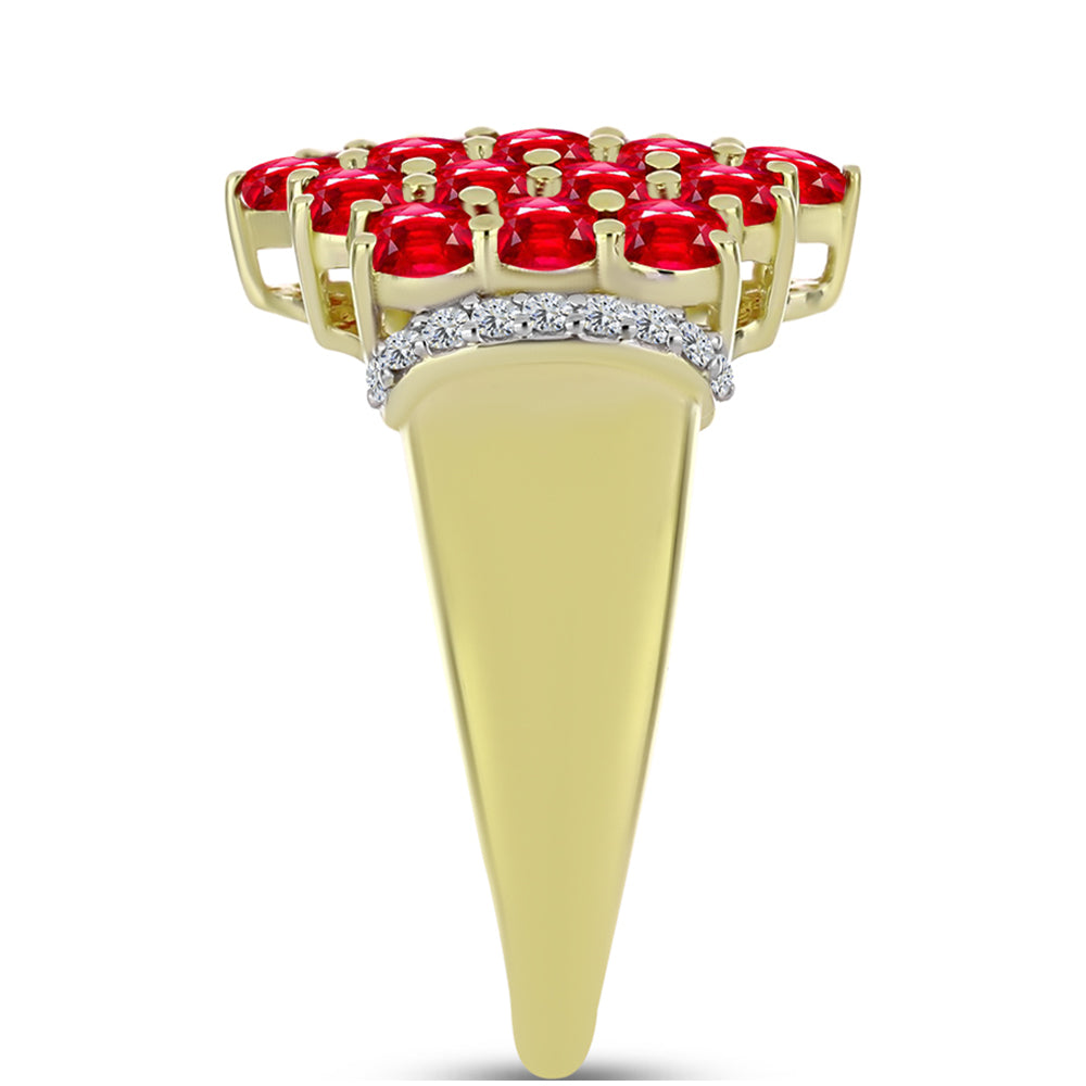 Anel de Prata com Banho de Ouro com Ágata Vermelha e Topázio Branco  Contraste: Cabeca de Veado (800) 4 