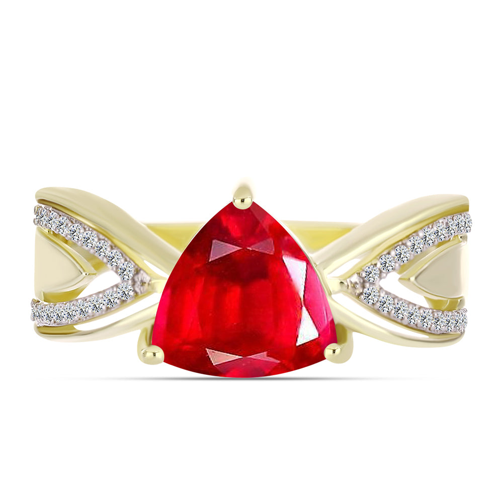 Anel de Prata com Banho de Ouro com Ágata Vermelha e Topázio Branco  Contraste: Cabeca de Veado (800) 1 