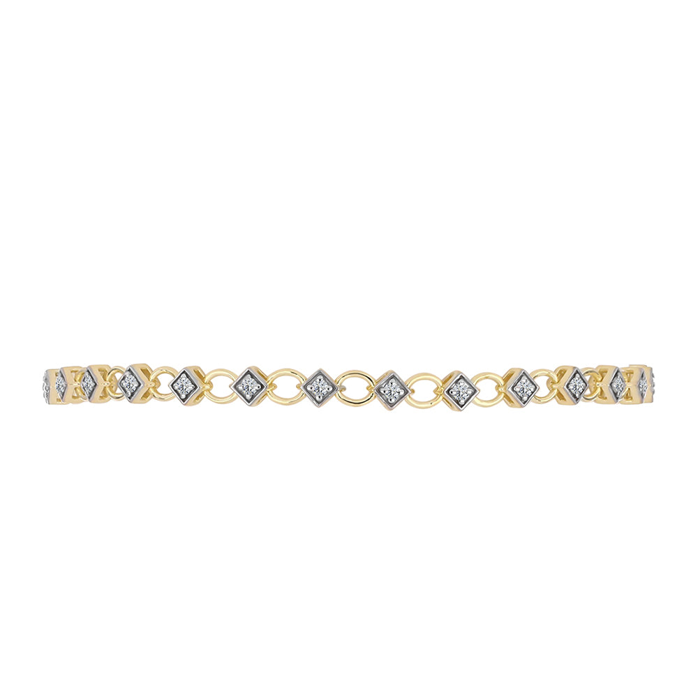 Pulseira de Prata com Banho de Ouro com Diamante certificado e cultivado em laboratório  Contraste: Cabeca de Veado (800)