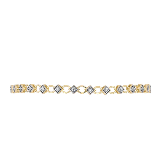 Pulseira de Prata com Banho de Ouro com Diamante certificado e cultivado em laboratório  Contraste: Cabeca de Veado (800)