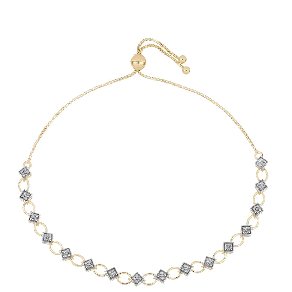 Pulseira de Prata com Banho de Ouro com Diamante certificado e cultivado em laboratório  Contraste: Cabeca de Veado (800)